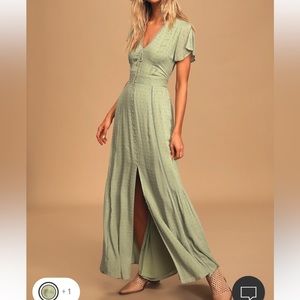 lulu’s sage green button front maxi dress